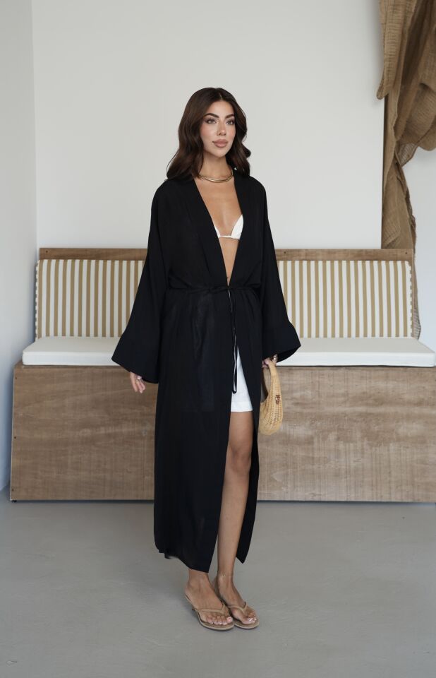 Kuşaklı Uzun Kimono